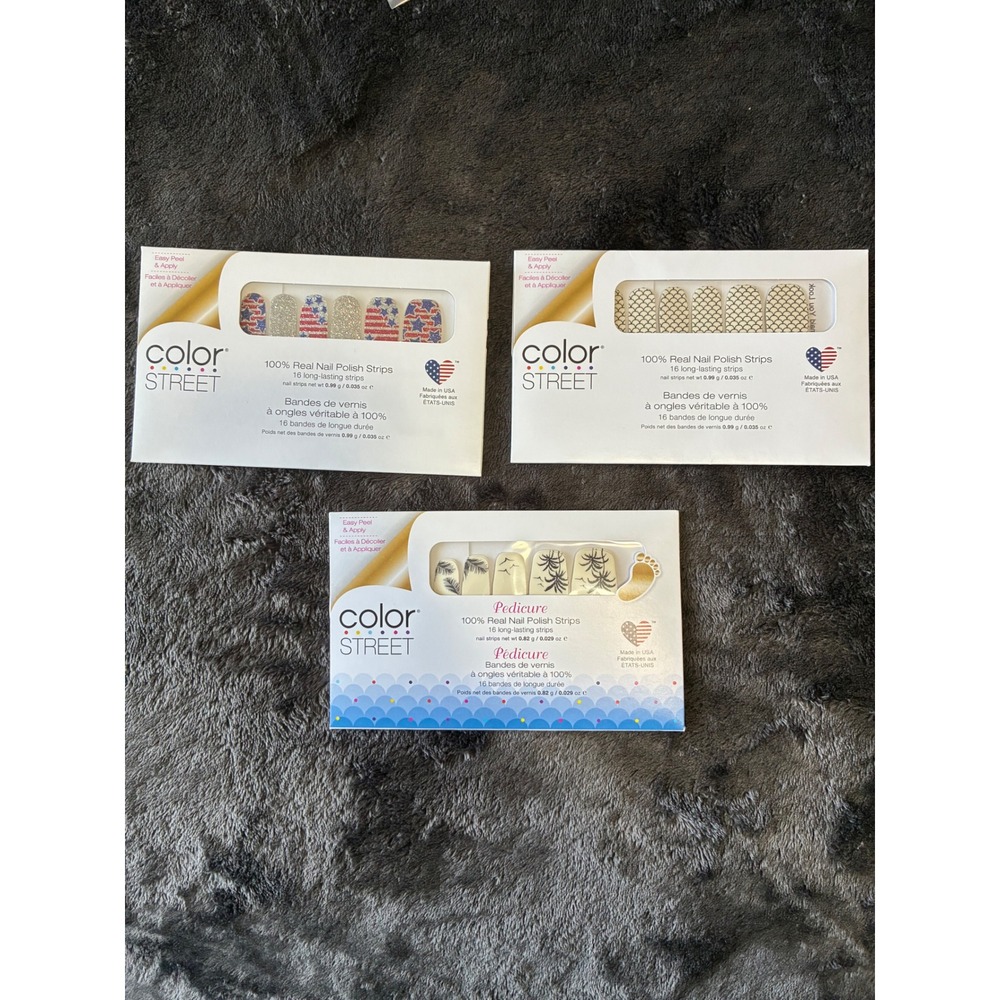 Color Street Nail Polish Strips‎ Bundle Glitz and Glory Mermaid Palm Down 3 Sets